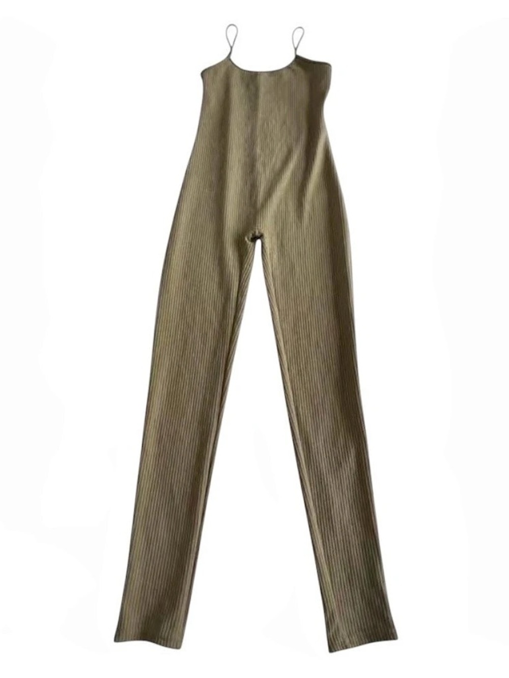 Roma Concept Ribbed Wide Leg Jumpsuit in Green Size Medium